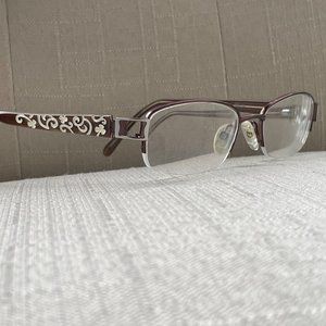 La Scala Women Eyeglasses Frame Half Rim Brown Tone Metal Glasses Frame 51]18